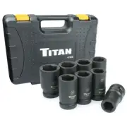 Titan 41908 8-Piece 1-Inch Drive Metric Deep Impact Socket Set