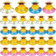 24 Sets Mini Rubber Ducks with Sunglasses in Bulk Summer Hawaii Beach Funny R...