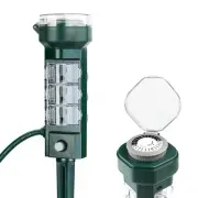 24 Hour Mechanical Outdoor Timer for Lights Waterproof,6 Outlets Power Yard S...