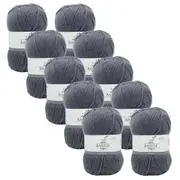 10x Malli Footy Grey Blend Basic 100g Knitting/Crochet Yarn Acrylic/Poly