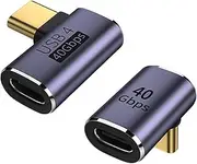 2 Pack 90 Degree Angle USB-C Adapter, USB C 90° Adapter Type C Female to Male, Thunderbolt 4/3 40Gbps PD100W Charger & 8K Video for ROG Ally, Steam Deck, Switch, Tablet and Mobile Phone