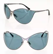 BALENCIAGA VISION 0137 Fashion Wrap Ruthenium Blue Metal Sunglasses BB0137S 002