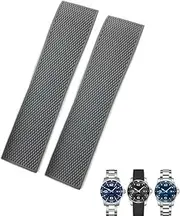 [BANDKIT] 19mm 20mm 21mm Rubber Watchband,For Longines Master Conquest HydroConquest L3 Black Gray Blue Silicone Waterproof Watch Strap