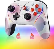 NBCP Wireless Switch Controller Pro with Back Button, One-Touch Start, TURBO, Quick Shooting, RGB 7-Color Magic Light, 6-Axis Gyroscope - Compatible with Switch/Lite/OLED, Android, iOS, and PC