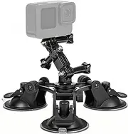 Labymos Suction Cup Phone Mount Tri-Leg Suction Cup Mount with Sports Camera Adapter Phone Clip & Fixed Screw Compatible with 12/11/10/9/8/7 Insta 360 and Other Action Cameras