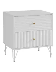[OOS Living] Lisa Wavy Fluted Bedside Table in White