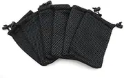 GBSTORE 6 Pcs Black Cell Phone or MP3 Nylon Mesh Drawstring Pouch Bags