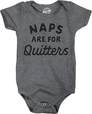 [Crazy Dog T-shirts] Naps are for Quitters Baby Bodysuit Funny Sarcastic Napping Graphic Novelty Jumper for Infants