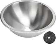 12 Inch Campers Round Sink 304 Stainless Steel Kitchen Bath Sink Hand Wash Basin with 40mm Sewer Outlet for Boat Caravan RV Campers Motorhome Trailers