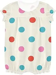 [miaozhen] Baby Girl 1-Piecing Rompers Ruffle Sleeve Baby Jumpsuit For Girls Cotton New-Born Bodysuit 12M Trendy Polka Dot Teal Red Peach ropa para nina, Trendy Polka Dot Teal Red Peach