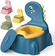 Potty Training Toddler Toilet,Baby Potty Chair for Kids Boys Girls,Dinosaur Portable Potty Toddlers Toilet Seat Potties Trainer with Lid Splash Guard Non-Slip Removable Bowl for 1-6 Year Old (Blue)