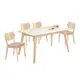 Boden-溫克4.7尺洗白色石面餐桌椅組合(一桌四椅)(粉色布餐椅)-140x85x77cm