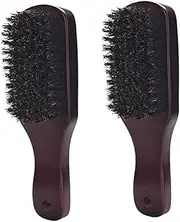 Beavorty Beard Styling Brush Set 2pcs Men's Grooming Tool Boar Bristles Wooden Handle Beard Cleaning Brush Compact Travel Size