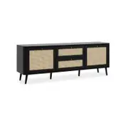Cliff Lowline Wooden TV Stand Entertainment Unit 2-Doors 2-Drawers Black