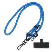 Phone Lanyard Adjustable Neck Lanyard with Patch Blue With Orange Streak 1 Pack