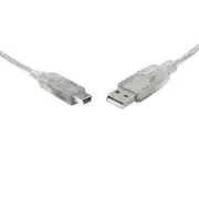 8ware UC-2001ABN 8Ware 1m USB 2.0 Cable USB Type-A(USB-A) to Mini-USB B Male to Male, Transparent