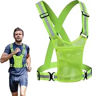 Reflective Running Vest - Running Phone Holder Vest - Transportation Work Reflective Vest Safety Running Gear, High Visibility with Phone Pocket for Walking, Biking