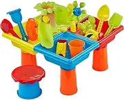 Water Activity Table - Outdoor Sand Beach Toys, Educational Sensory Playset | Digging Shovel Tools Play House, Bath Game Accessories, Garden Toy for Indoor Boys Girls Backyard 17.72x17.72x14.57 i