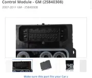 Control Module - GM (25840308)2007-2011 ACADIA/TRAVERSE/OUTLOOK/ENCLAVE NEW OEM