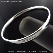 5mm Bangle Real 925 Sterling Silver Filled Solid Flat Bracelet Child Sz 50mm