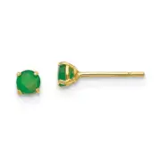 14k 14kt Yellow Gold Madi K Round Emerald 3mm Post Earrings