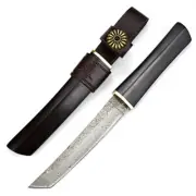 Samurai Hunting Knife Tanto Fixed Blade Ebony Handle Japanese Knife Collectors
