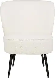 Contemporary Armless Accent Chair in White Boucle Fabric for MLiving Room Decor.