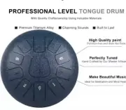 Steel Tongue Drum 13 Notes 12" Percussion Instrument w Bag, Book, Mallets .
