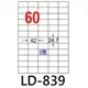 【1768購物網】LD-839-W-B 龍德(60格) 白色三用貼紙 - 1000張/箱 (LONGDER)