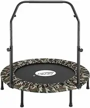 Genki 40"/48" Foldable Mini Trampoline, Indoor Trampoline for Adults Indoor/Garden Workout, Fitness Rebounder with Adjustable Foam Handle, Max Load 150kg