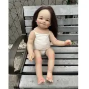Unfinished Painted Reborn Baby Doll Kit 28inch Rooted Hair Toddler Girl DIY Toys