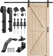 Aluminum Sliding Barn Wood Door Hardware Track Kit Handle Pull for Single/Double