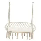Hammock Chair Macrame Hanging Swing with Cushion,Hanging Cotton Ropes, Beige