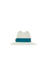 contrasting-ribbon wide-brim hat M White