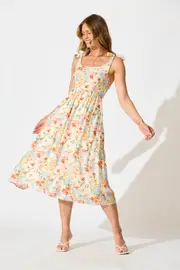 Asha Midi Sundress Sleeveless in multicolor Multi Floral 8