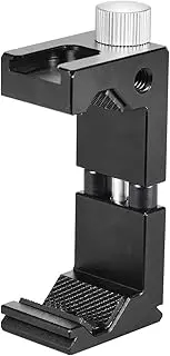 Phone Tripod Mount Clamp Universal Phone Holder Clip with 1/4 Inch Screw Hole for Selfie Vlogging Black One Size