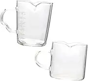 NOLITOY 2 Pcs Glass Milk Jugs Transparent Milk Jars with Measurement Lightweight Coffee Cups for Home Restaurant Easy to Clean