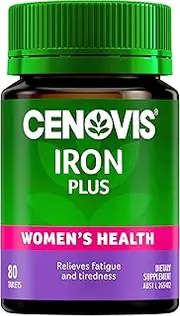 Cenovis Iron Plus Tablets 80 - With Folic Acid, Vitamins C, B5, B6, & B12 - Supports Healthy Immune System Function, Energy Levels & Helps support Heamoglobin Formation