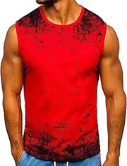 [PHJTOMK] Mens Stylish Graphic Sleeveless T-Shirt Graphic Men Beach Tanks Big and Tall Round Neck Tank Tops