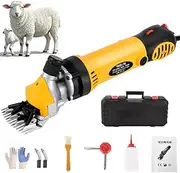 Electric Sheep Shears, 900W Sheep Shearing Clippers with 6-Speed Adjustment, 9 Straight Teeth Blade, Heavy Duty Farm Livestock Grooming Kit for Alpacas, Goats and Thick Coat Animals Yellow