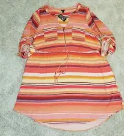 NWT Torrid Shirt Dress Plus Sz 3 3X Pocket Drawstring Waist Front Zip Multicolor