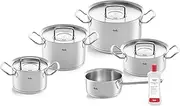 [Fissler] Original Profi Collection Stainless Steel Cooking Pot Set, 5 Pieces, Includes Metal Lid + Free Stainless Steel Care Induction [Exclusive to Amazon]
