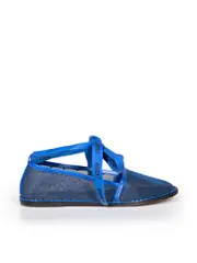 Blue Mesh J'Adior Lace Tie Flats