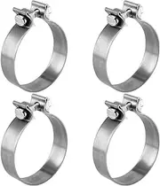 TAICHEUT 4 Packs 4 Inch Lap Joint Exhaust Clamp, Exhaust Band Clamp Stainless Steel Narrow Band Clamp for Pipe Connection, Silver