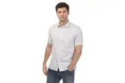 Ted Baker Mens Sargent Geometric Satin Stretch Shirt (White) - UTGT1926
