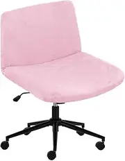 Bifaunvogel Criss Cross Desk Chair Cover Velvet Armless Office Chair Covers Cross Legged Office Chair Slipcovers Modern Mid Back Accent Chair Cover Vanity Swivel Chair Protector Pink 1 Pack