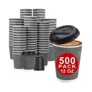 Lamosi 500 Pack - 12 oz Insulated Disposable Coffee Cups with Lids, To Go Pap...