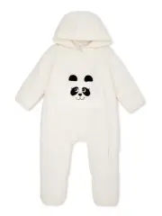 Wonder Nation Baby Girl Plush Panda Ivory Snowsuit Bunting Pram 0/3 Months NWT