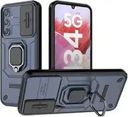 [Kukoufey] Compatible with Samsung Galaxy M34 5G Bracket Shell,with Slide Camera Lens Cover Compatible with Samsung Galaxy M34 5G SM-M346B SM-M346B/DS Case Blue