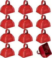 Metal Cowbells - Red 3 Inch Cow Bells Noise Makers, Loud Call Bell with Handles